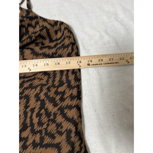 Animal Print Mini Slip Dress Lined Cowl V-neck Women Size Large Lined Y2K‎ - Picture 5 of 10